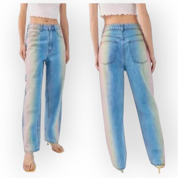 Urban Outfitters BDG high rise baggy jeans rainbow ombre jeans size 25 - Picture 6 of 16